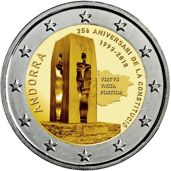 Andora 2 euro 2018 25-lecie ustanowienia Konstytucji Andory