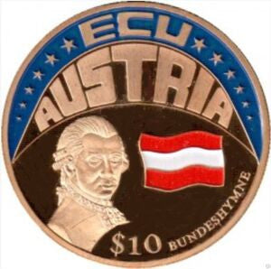 Liberia 10 Dolarów 2001 ECU - Austria