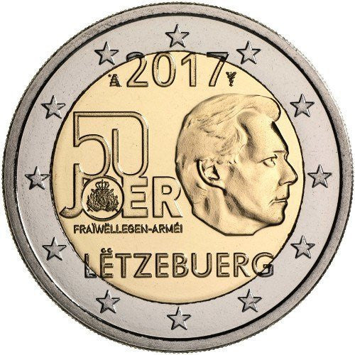 Luksemburg 2 euro 2017 50-lecie powstania ochotniczej armii Luksemburga