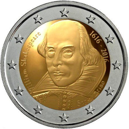 San Marino 2 euro 2016 400 rocznica śmierci Williama Szekspira