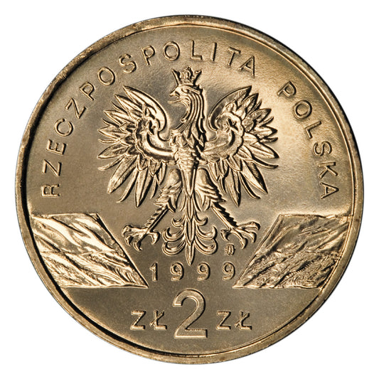 2 zł 1999 - Zwierzęta świata: Wilk (łac. Canis lupus)
