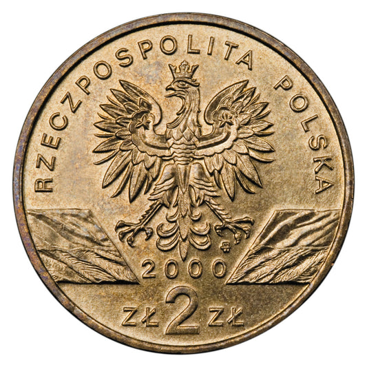 2 zł 2000 - Zwierzęta świata - Dudek (łac. Upupa epops)