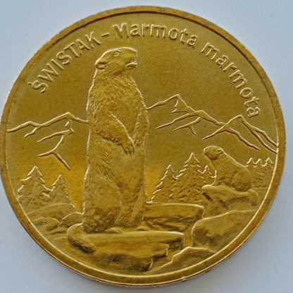 2 zł 2006 - Zwierzęta świata: Świstak (łac. Marmota marmota)