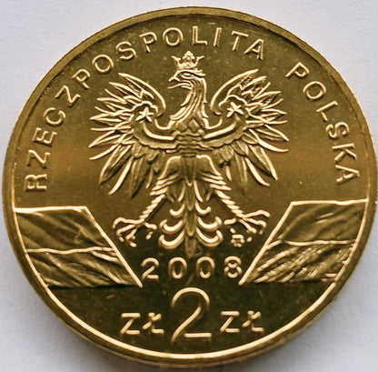 2 zł 2008 - Zwierzęta świata: Sokół wędrowny (łac. Falco peregrinus)