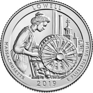 25 centów / ćwiartka 2019 Historyczny Park Narodowy Lowell
