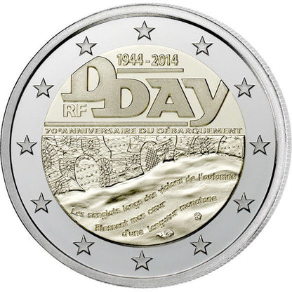 Francja 2 euro 2014 70 rocznica lądowania w Normandii