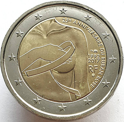Francja 2 euro 2017 25 rocznica badań nad rakiem piersi
