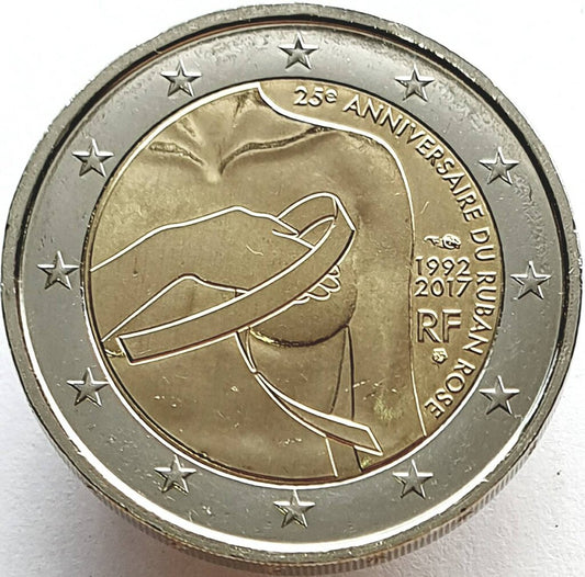 Francja 2 euro 2017 25 rocznica badań nad rakiem piersi