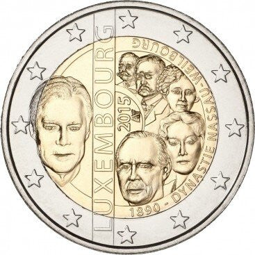 Luksemburg 2 euro 2015 125-lecie dynastii Nassau-Weilburg