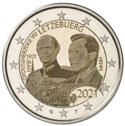 Luksemburg 2 euro 2021 100 rocznica urodzin Jana Wielkiego Księcia Luksemburga