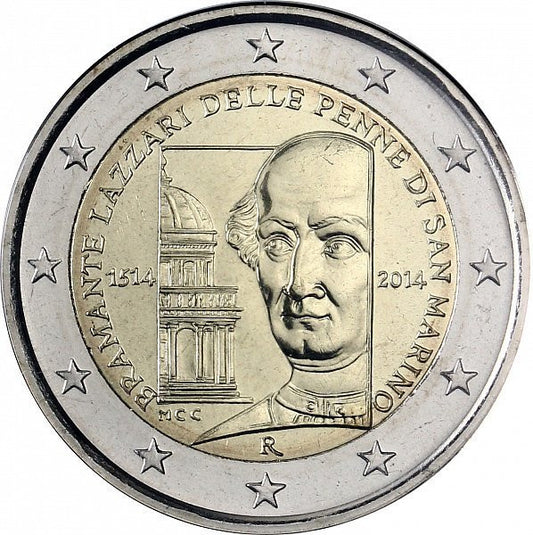 San Marino 2 euro 2014 500 rocznica śmierci Donata Bramantego