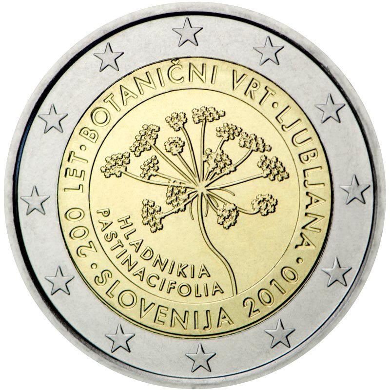 Słowenia 2 euro 2010 200 rocznica powstania ogrodu botanicznego w Lublanie