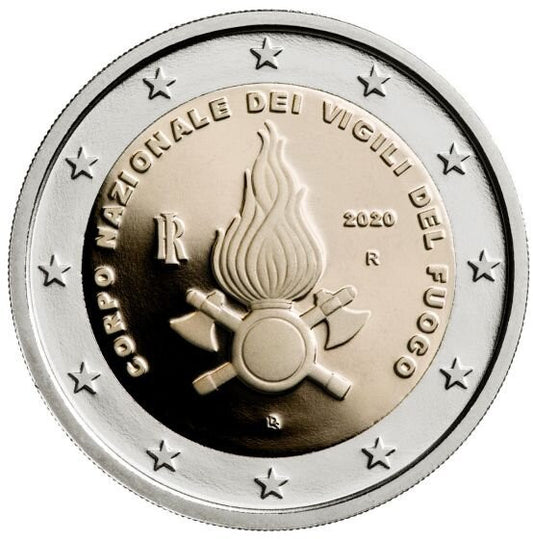 Włochy 2 euro 2020 80-lecie założenia krajowej, włoskiej straży pożarnej